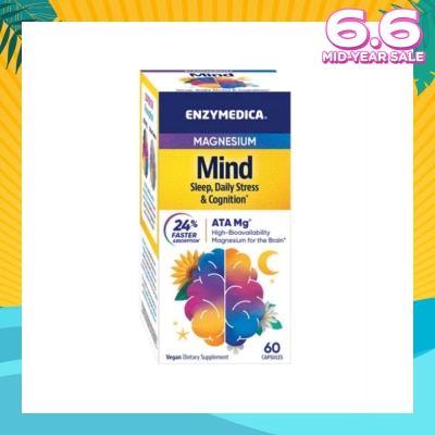 ENZYMEDICA Magnesium Mind Sleep, Daily Stress & Cognition* Vegan Dietary Supplement Capsule 60s