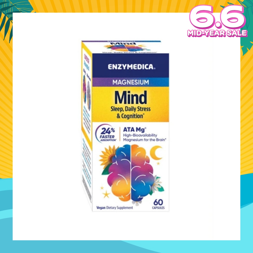 Magnesium Mind Sleep, Daily Stress & Cognition* Vegan Dietary Supplement Capsule 60s