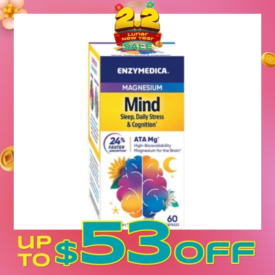 ENZYMEDICA Magnesium Mind Sleep, Daily Stress & Cognition* Vegan Dietary Supplement Capsule 60s