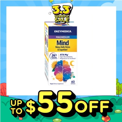 ENZYMEDICA Magnesium Mind Sleep, Daily Stress & Cognition* Vegan Dietary Supplement Capsule 60s
