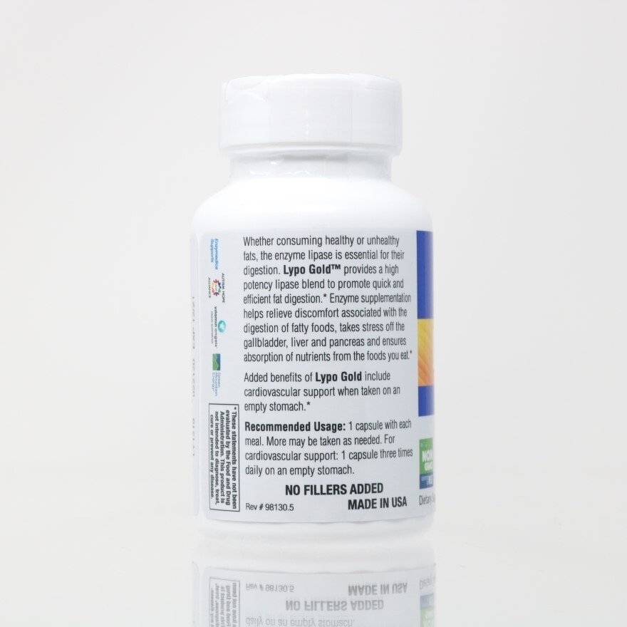 Lypo Gold For Fat Digestion Vegan & Kosher Dietary Supplement Capsule (Keto Friendly) 60s