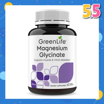 GREENLIFE Magnesium Glycinate Vegetarian Dietary Supplement Capsule (To Supports Muscle & Mind Relaxation) 60s