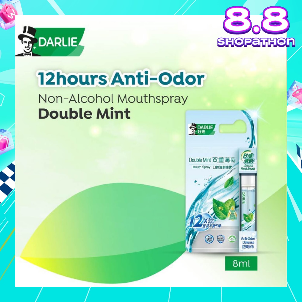Non-Alcohol Mouthspray Double Mint (Instant Fresh Breath + Removes 99.9% Bacteria) 8ml