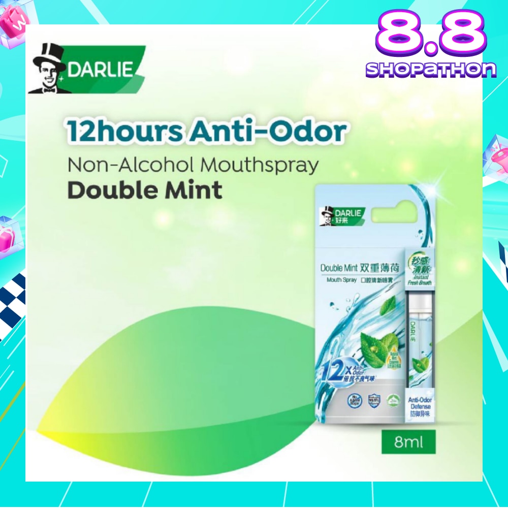 Non-Alcohol Mouthspray Double Mint (Instant Fresh Breath + Removes 99.9% Bacteria) 8ml