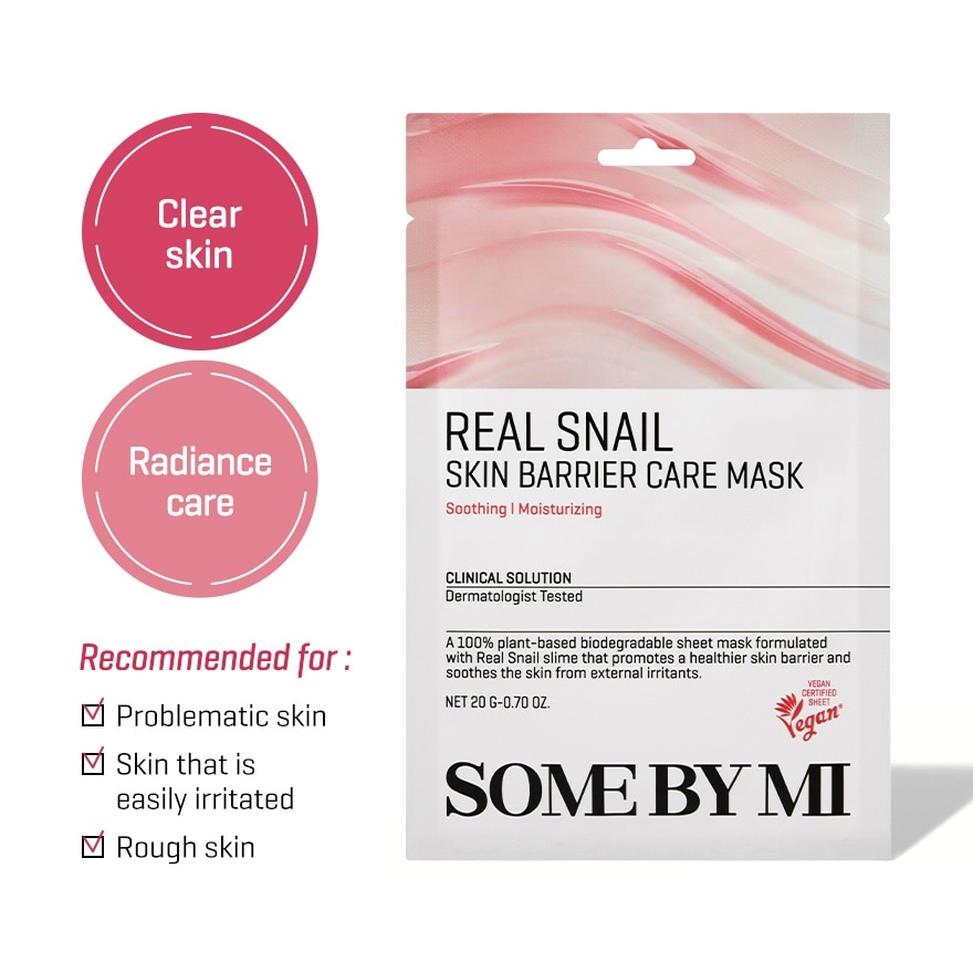 Real Snail Skin Barrier Care Sheet Mask (To Clear Skin & Radiance Care) 1s