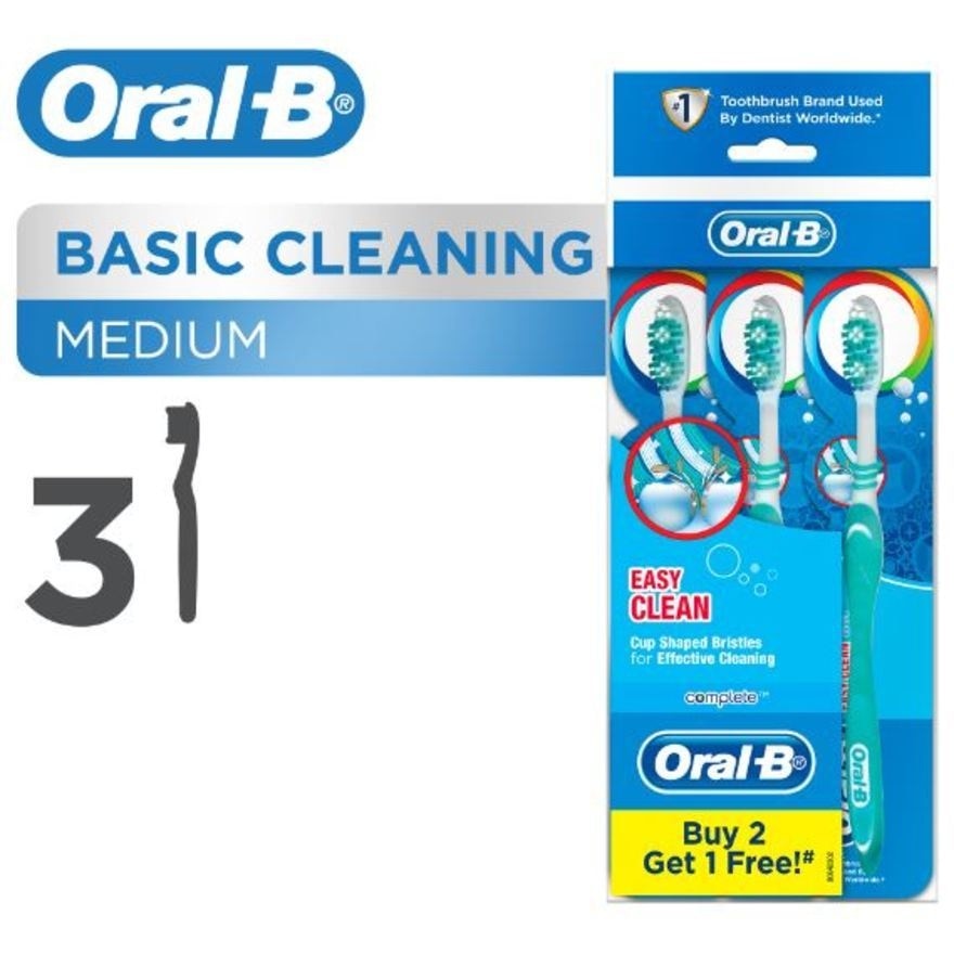 Complete Easy Clean (Medium) Manual Toothbrush 3 Count - PolyBag