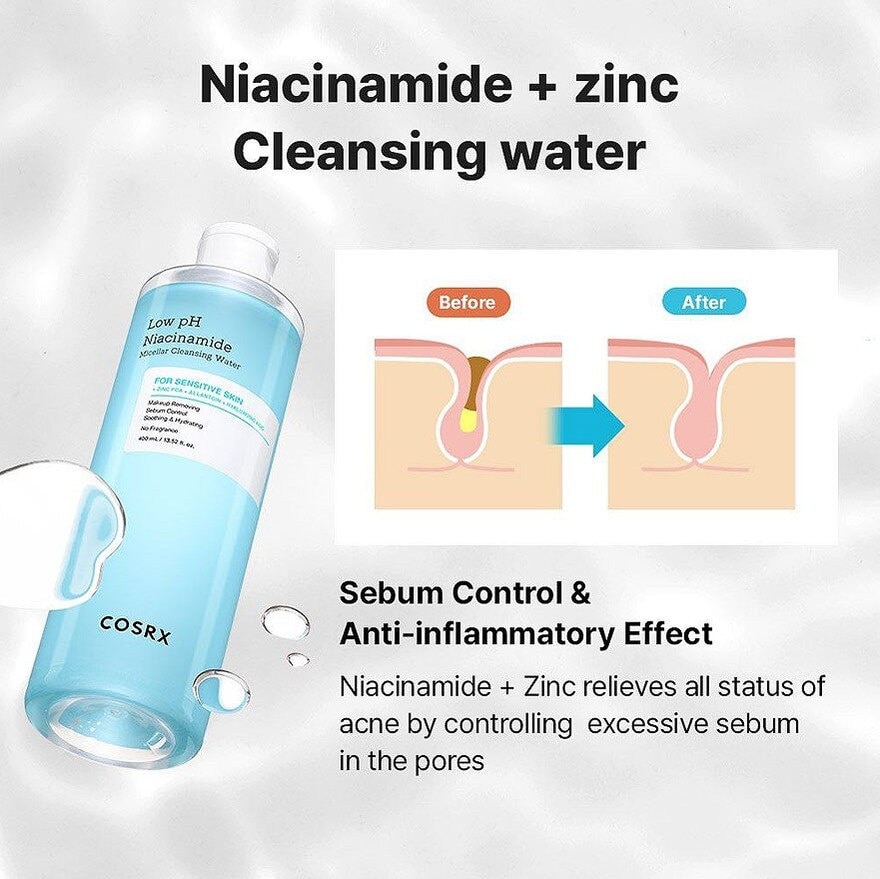 COSRX Low pH Niacinamide Micellar Cleansing Water (For Sensitive Skin) 400ml