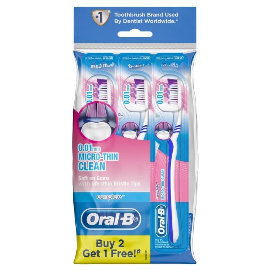 Complete Micro-Thin Clean (Extra Soft) Manual Toothbrush 3 Count - PolyBag