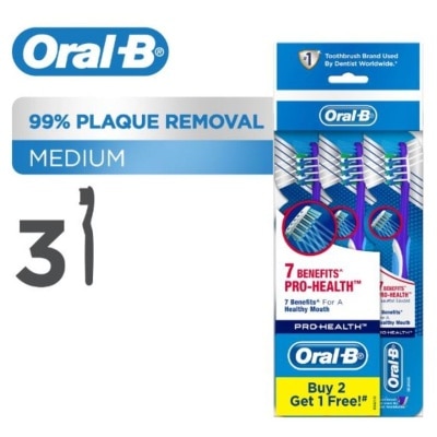 ORAL-B Pro-Health 7 Benefits (Medium) Manual Toothbrush 3 Count - PolyBag