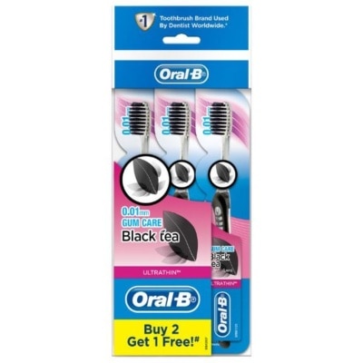 ORAL-B UltraThin Black Tea Gum Care (Extra Soft) Manual Toothbrush 3 Count - PolyBag