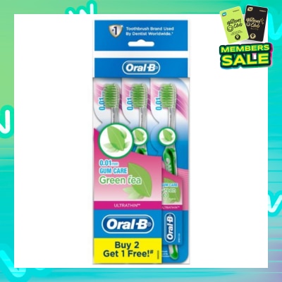 ORAL-B UltraThin Green Tea Gum Care (Extra Soft) Manual Toothbrush 3 Count - PolyBag