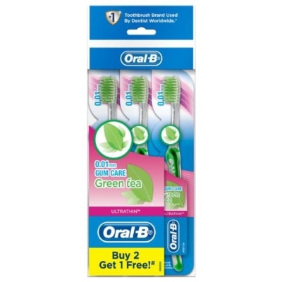 ORAL-B UltraThin Green Tea Gum Care (Extra Soft) Manual Toothbrush 3 Count - PolyBag