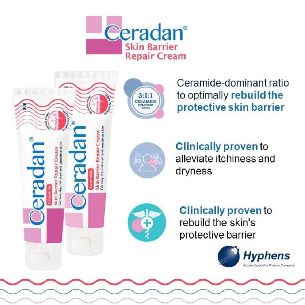 Skin Barrier Repair Cream Packset (3:1:1 Ceramide-dominant Moisturizer + For Eczema-prone, Dry & Sensitive Skin) 80g x 2s