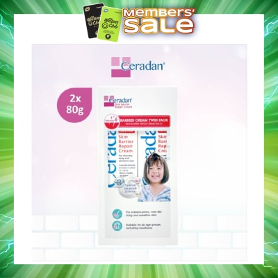CERADAN - Skin Barrier Repair Cream Packset (3:1:1 Ceramide-dominant Moisturizer + For Eczema-prone, Dry & Sensitive Skin) 80g x 2s
