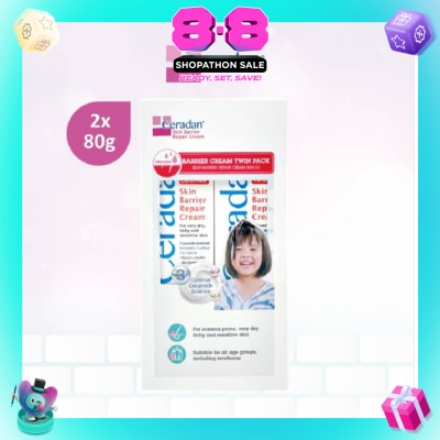 CERADAN - Skin Barrier Repair Cream Packset (3:1:1 Ceramide-dominant Moisturizer + For Eczema-prone, Dry & Sensitive Skin) 80g x 2s