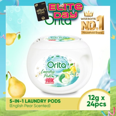 ORITA - 5-In-1 Laundry Pods 10x Cleaning Power English Pear 12g x 24s