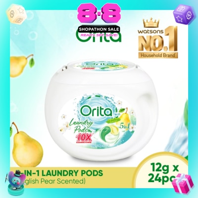 ORITA - 5-In-1 Laundry Pods 10x Cleaning Power English Pear 12g x 24s