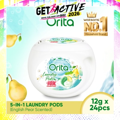 ORITA - 5-In-1 Laundry Pods 10x Cleaning Power English Pear 12g x 24s image
