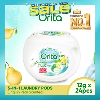 ORITA - 5-In-1 Laundry Pods 10x Cleaning Power English Pear 12g x 24s