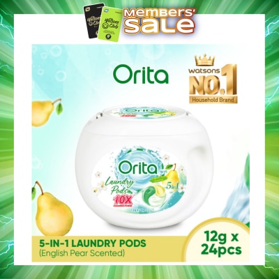 ORITA - 5-In-1 Laundry Pods 10x Cleaning Power English Pear 12g x 24s