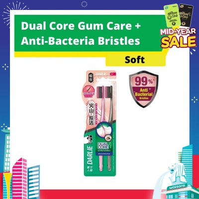 DARLIE Volcanic Dual Core Gum Care + Anti Bacterial Bristles Charcoal Toothbrush Soft 2s