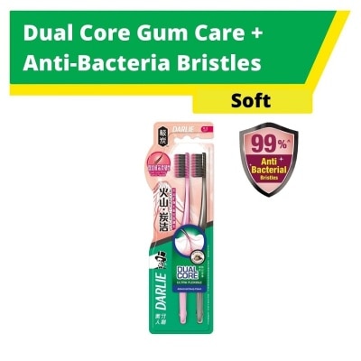 DARLIE Volcanic Dual Core Gum Care + Anti Bacterial Bristles Charcoal Toothbrush Soft 2s