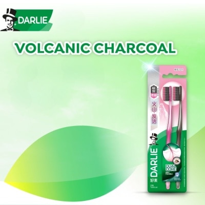 DARLIE Volcanic Charcoal Anti Bacterial + Gum Care Toothbrush (Soft) 2s