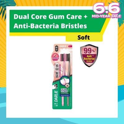 DARLIE Volcanic Dual Core Gum Care + Anti Bacterial Bristles Charcoal Toothbrush Soft 2s