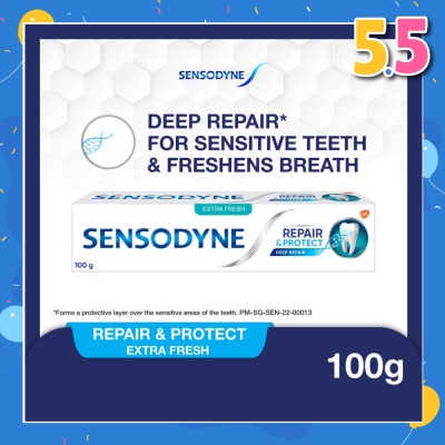 SENSODYNE Sensitive Teeth Oral Care Toothpaste Deep Repair & Protect Extra Fresh (Dental Sensitivity Relief) 100g
