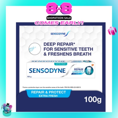 SENSODYNE - Sensitive Teeth Oral Care Toothpaste Deep Repair & Protect Extra Fresh (Dental Sensitivity Relief) 100g