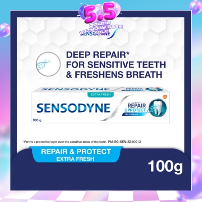 SENSODYNE - Sensitive Teeth Oral Care Toothpaste Deep Repair & Protect Extra Fresh (Dental Sensitivity Relief) 100g