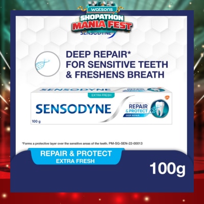 SENSODYNE - Sensitive Teeth Oral Care Toothpaste Deep Repair & Protect Extra Fresh (Dental Sensitivity Relief) 100g