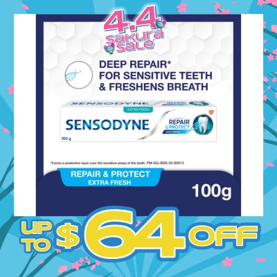 SENSODYNE - Sensitive Teeth Oral Care Toothpaste Deep Repair & Protect Extra Fresh (Dental Sensitivity Relief) 100g