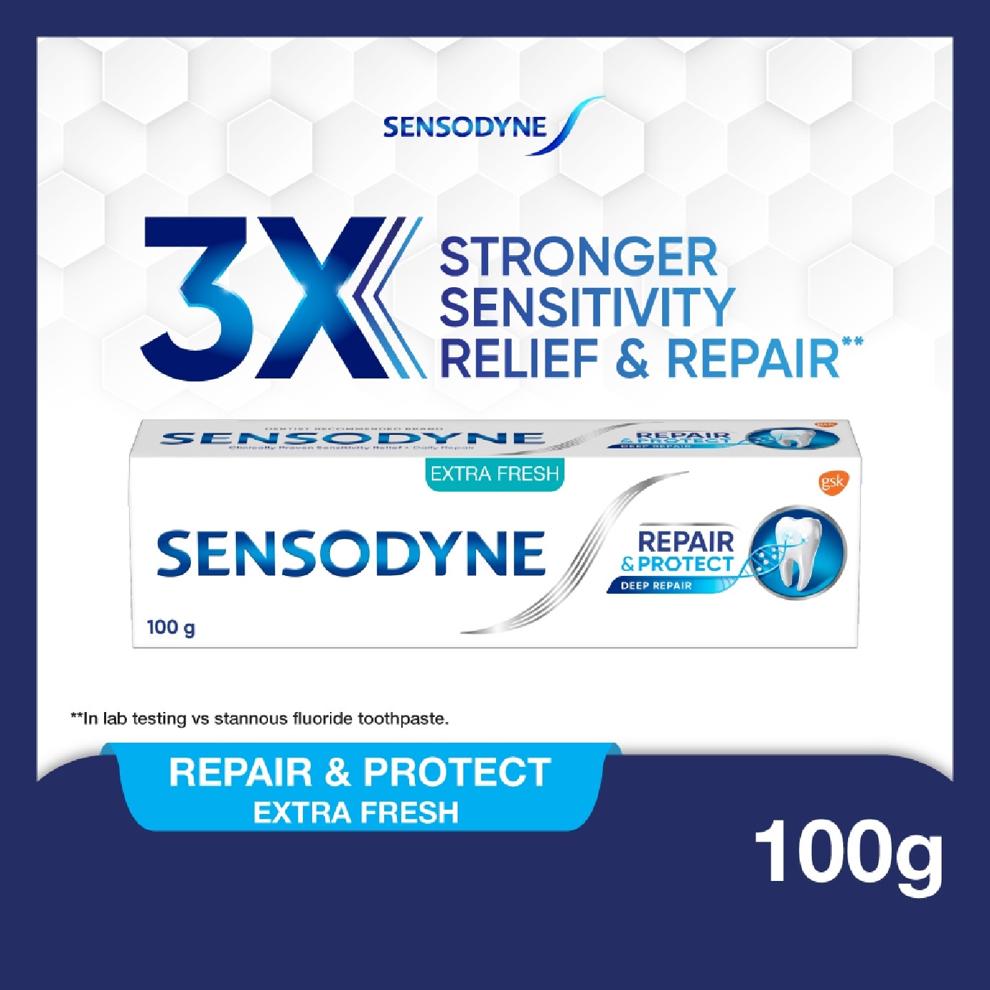 Sensitive Teeth Oral Care Toothpaste Deep Repair & Protect Extra Fresh (Dental Sensitivity Relief) 100g image