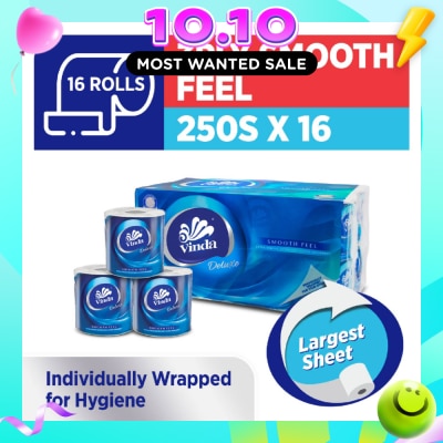 VINDA Deluxe Smooth Feel 3 Ply Largest Sheet Roll 250s x 16 Roll image