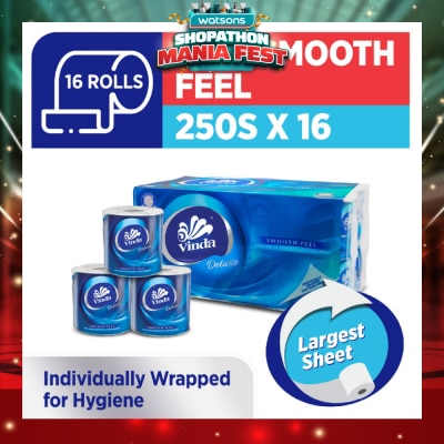 VINDA - Deluxe Smooth Feel 3-Ply Largest Sheet Roll 250s x 16 Roll