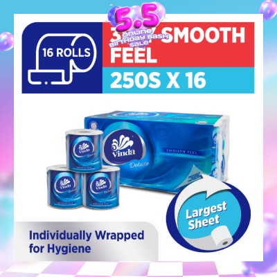 VINDA - Deluxe Smooth Feel 3-Ply Largest Sheet Roll 250s x 16 Roll