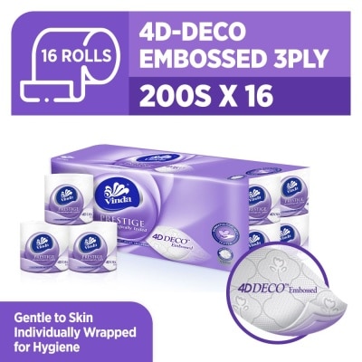 VINDA Prestige 4D-Deco Embossed 3Ply Roll 200s x 16