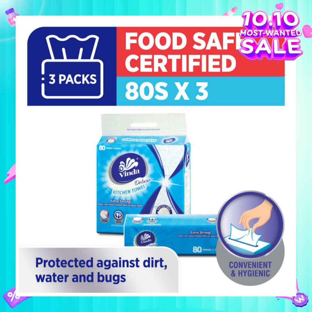 Deluxe Food Safe Certified Kitchen Towel (Convenient & Hygienic) 80s x 6