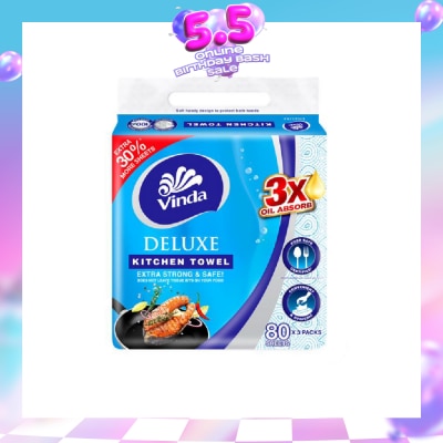 VINDA - Deluxe Food Safe Certified Kitchen Towel (Convenient & Hygienic) 80s x 3