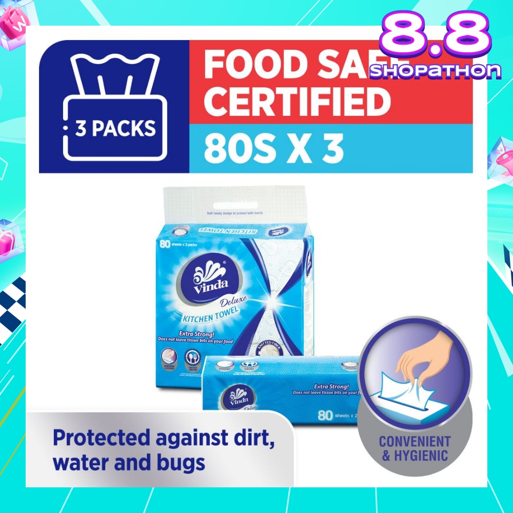 Deluxe Food Safe Certified Kitchen Towel (Convenient & Hygienic) 80s x 6