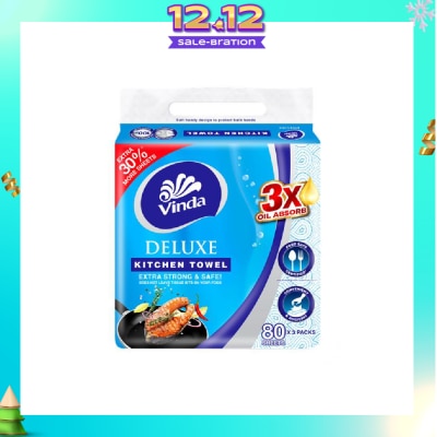 VINDA Deluxe Food Safe Certified Kitchen Towel (Convenient & Hygienic) 80s x 3