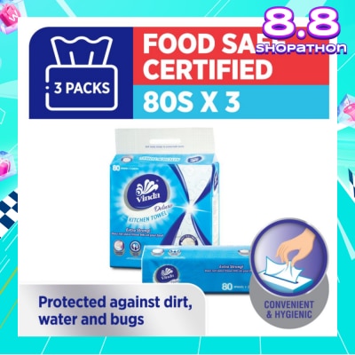 VINDA Deluxe Food Safe Certified Kitchen Towel (Convenient & Hygienic) 80s x 6