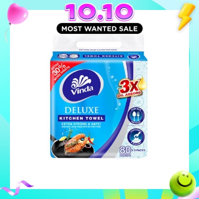 VINDA Deluxe Food Safe Certified Kitchen Towel (Convenient & Hygienic) 80s x 3 image