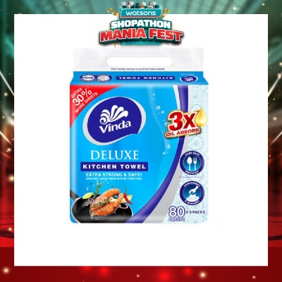 VINDA - Deluxe Food Safe Certified Kitchen Towel (Convenient & Hygienic) 80s x 3