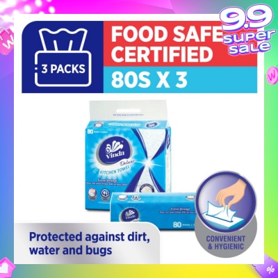 VINDA Deluxe Food Safe Certified Kitchen Towel (Convenient & Hygienic) 80s x 6