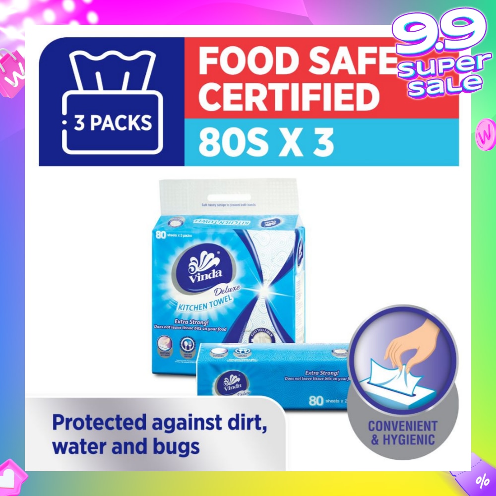 Deluxe Food Safe Certified Kitchen Towel (Convenient & Hygienic) 80s x 6