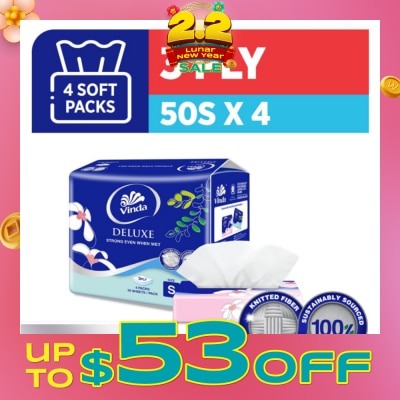 VINDA Deluxe Strong Even When Wet 3-Ply Sheet Travel Size 50s x 4