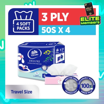 VINDA Deluxe Strong Even When Wet 3-Ply Sheet Travel Size 50s x 4
