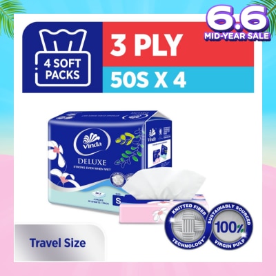VINDA Deluxe Strong Even When Wet 3-Ply Sheet Travel Size 50s x 4